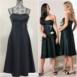 ALFRED ANGELO BRIDESMAIDS Black Satin Midi Dress